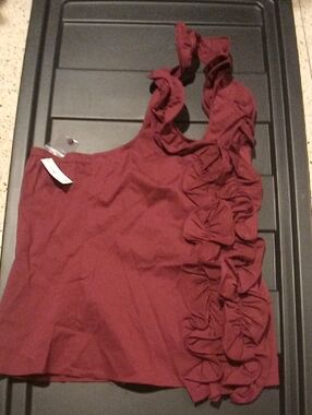 The Limited Women’s One-Shoulder Ruffle Tank - Burgundy